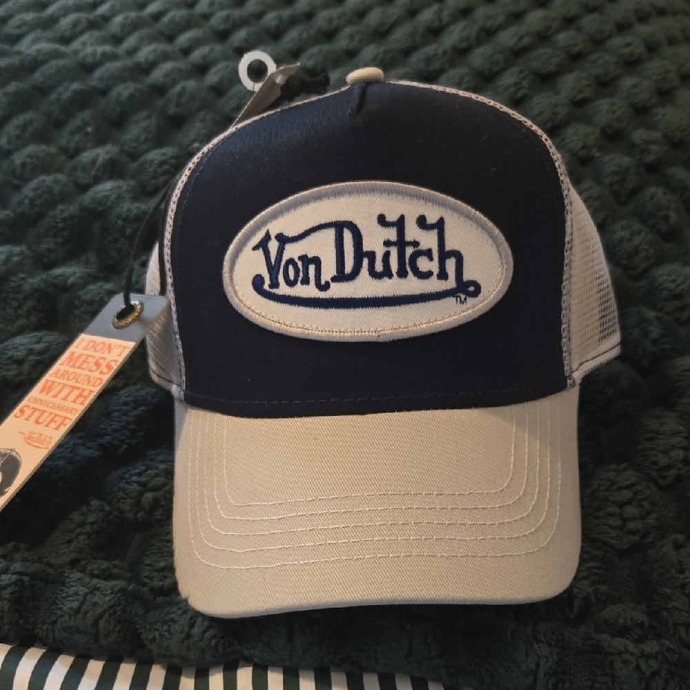 Von Dutch Army Blue And Light Gray Trucker Cap